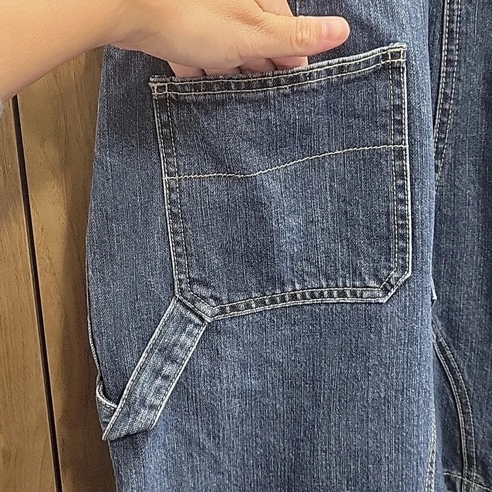 Tommy Hilfiger-Vintage 90s Denim Jean Skirt overalls-Size 8 - Picture 13 of 17